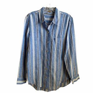 Magaschoni Womens Long Sleeve Top 100% Linen Blous